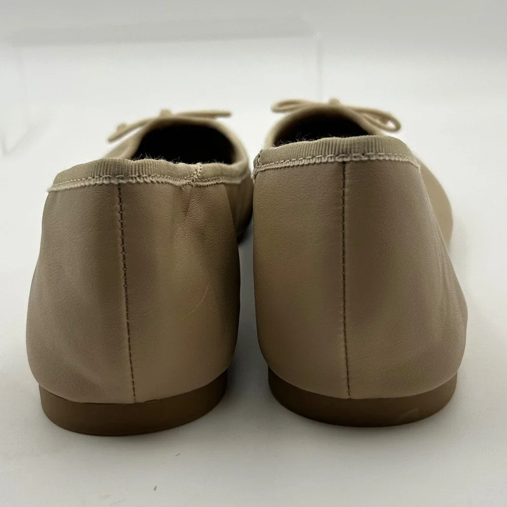 Time and Tru Ballet Flats Womens 11 Beige Square Toe Bow Memory Foam Balletcore